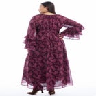 Ruffled Paisley Chiffon Maxi Dress image number null