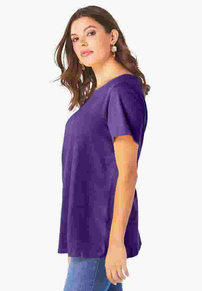 Plus Size Cotton Ultimate Swing Tee with Keyhole Back image number 3