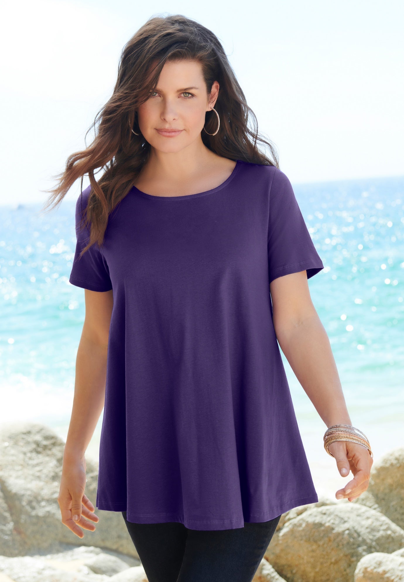 Plus Size Cotton Ultimate Swing Tee with Keyhole Back image number 5