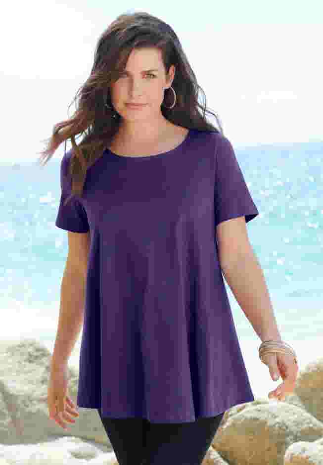 Plus Size Cotton Ultimate Swing Tee with Keyhole Back image number 5
