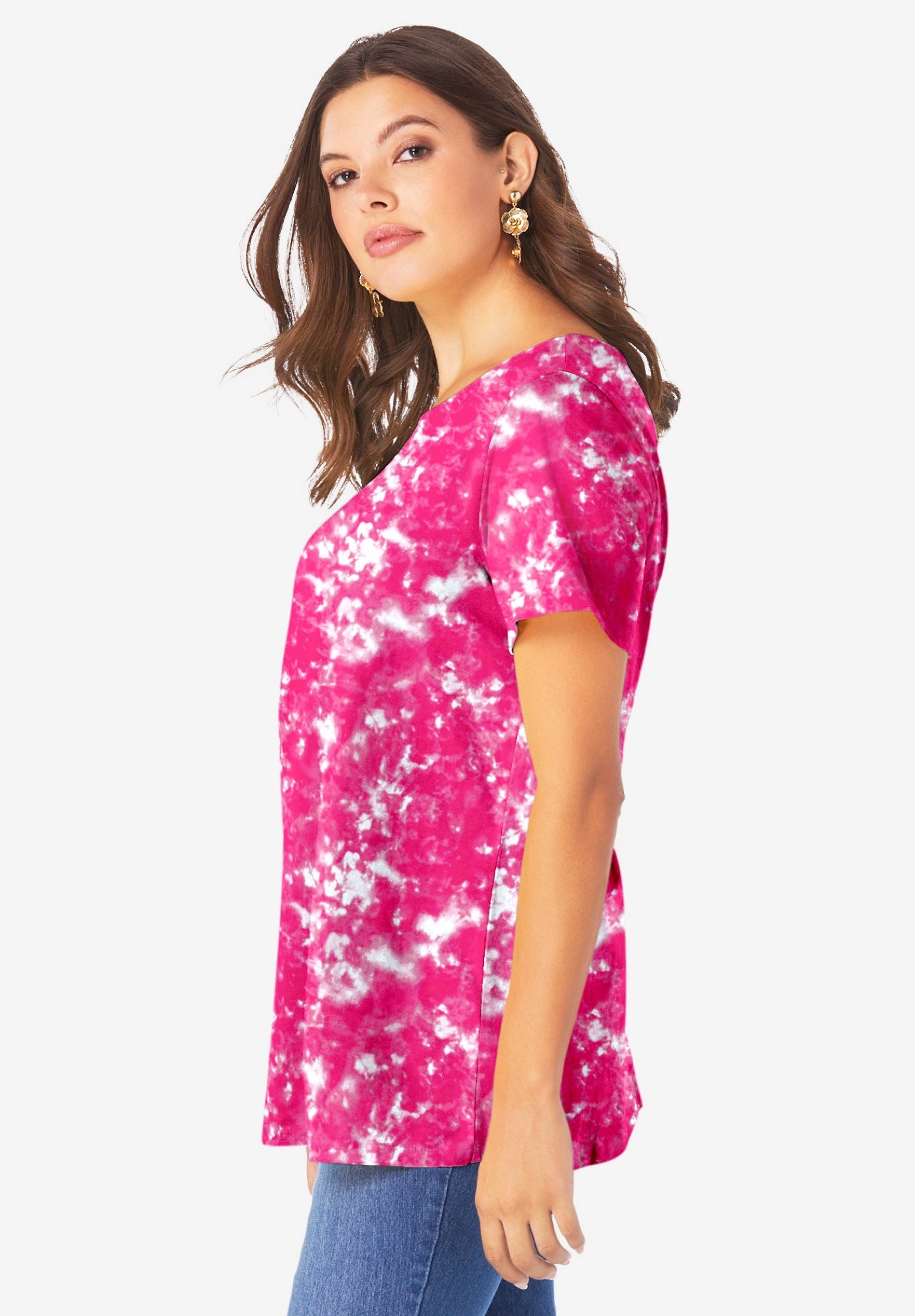 Plus Size Cotton Ultimate Swing Tee with Keyhole Back image number 2