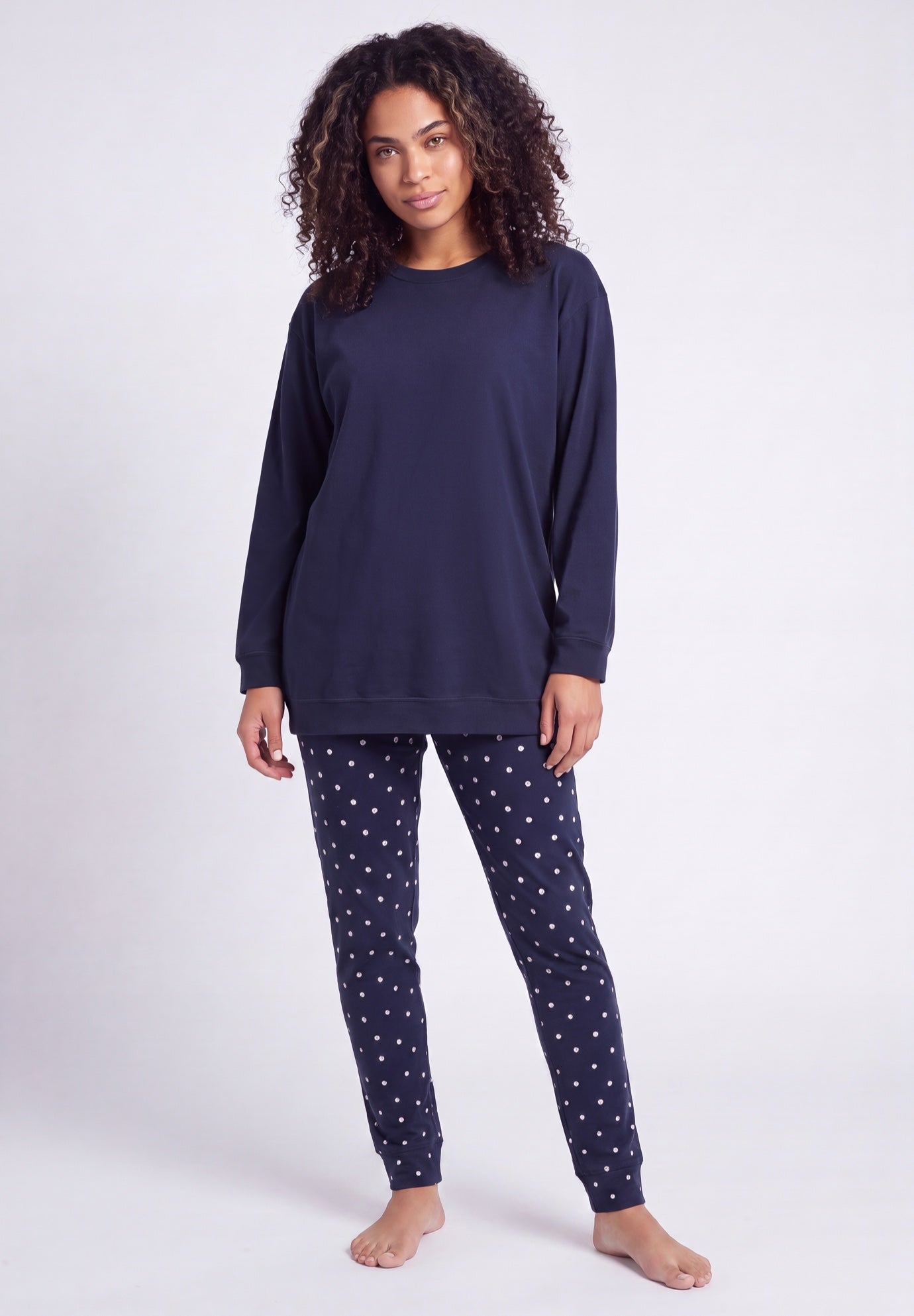 Cotton Spandex Tunic and Legging 2-Piece Pajama Set image number 0
