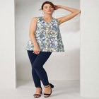 Stretch Cotton V-Neck Trapeze Tank image number null