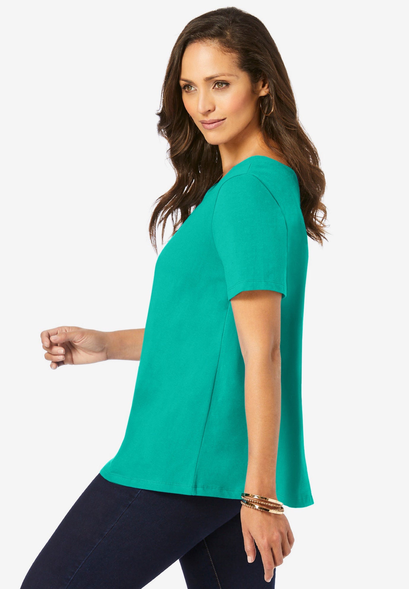Stretch Cotton Trapeze Tee image number 3