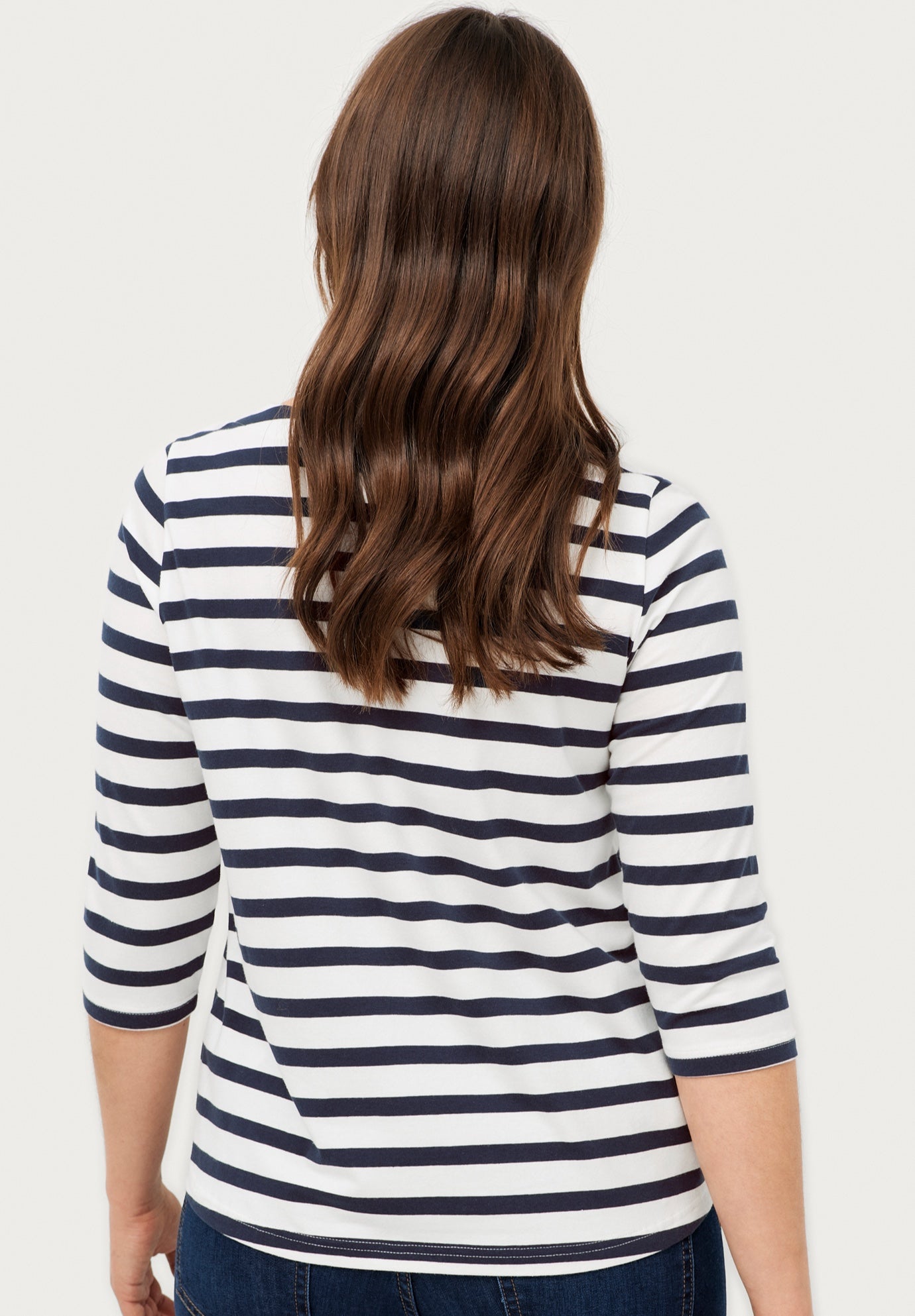 Cotton Spandex Jersey Boatneck Three-Quarter Sleeve Top image number 1