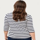 Cotton Spandex Jersey Boatneck Three-Quarter Sleeve Top image number 1
