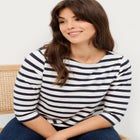 Cotton Spandex Jersey Boatneck Three-Quarter Sleeve Top image number 2
