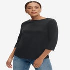 Boatneck Tee With Three-Quarter Sleeves image number null