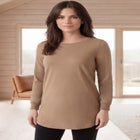 French Terry Sweatshirt Tunic with Shirttail Hem image number null