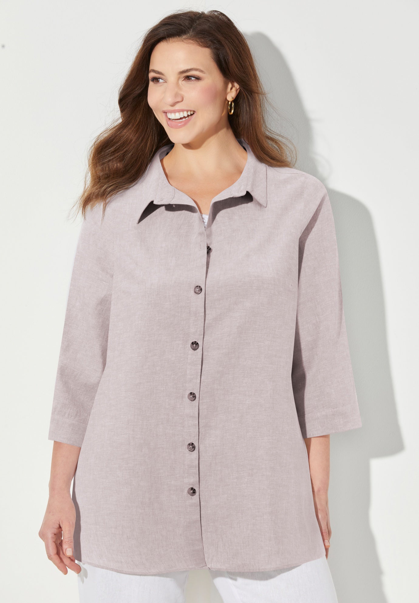 Classic Linen Buttonfront Shirt image number 1