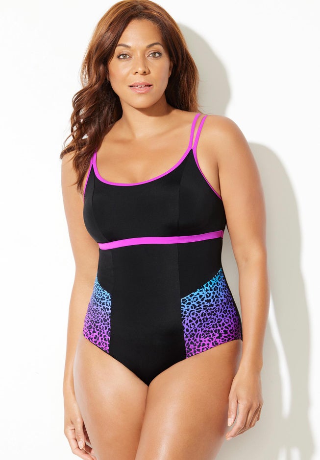 Chlorine Resistant Double Strap One Piece Swimsuit image number null