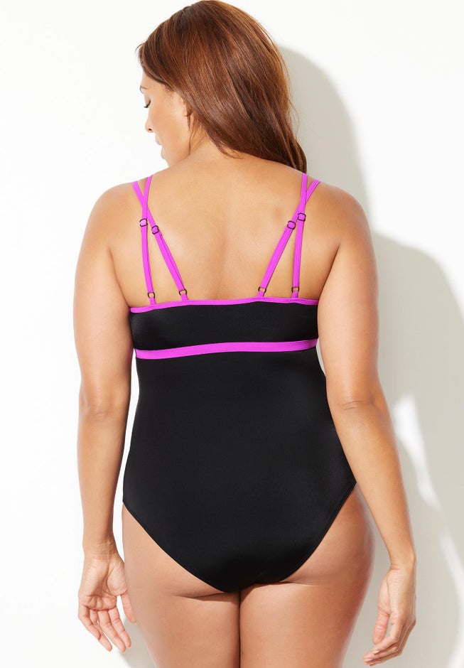 Chlorine Resistant Double Strap One Piece Swimsuit image number null
