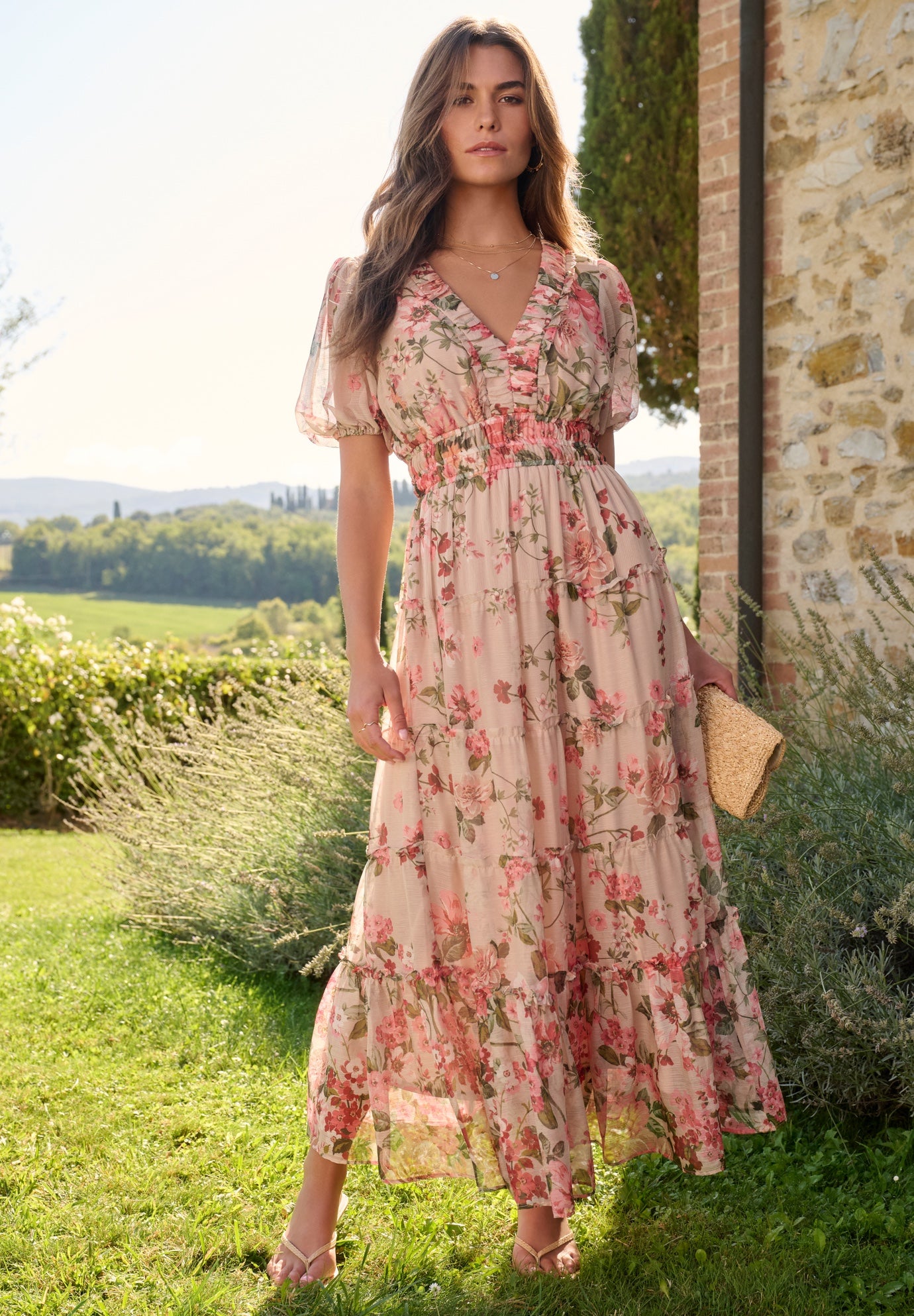 Tiered Chiffon Maxi Dress image number 0