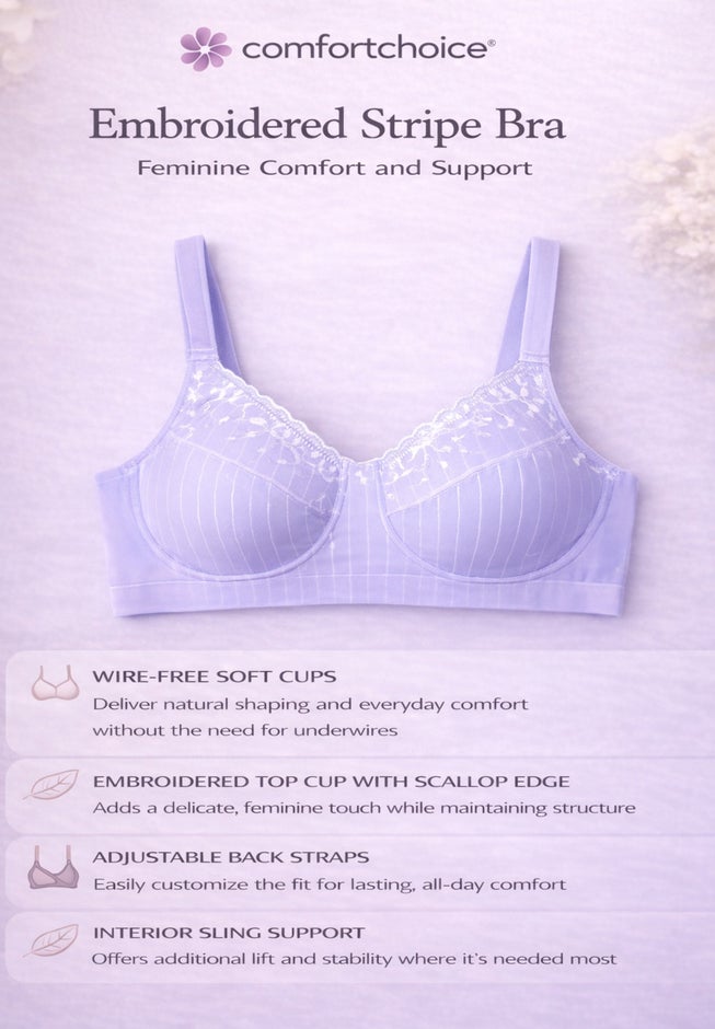 Comfort Choice&reg; Pinstripe Wireless Bra image number 4