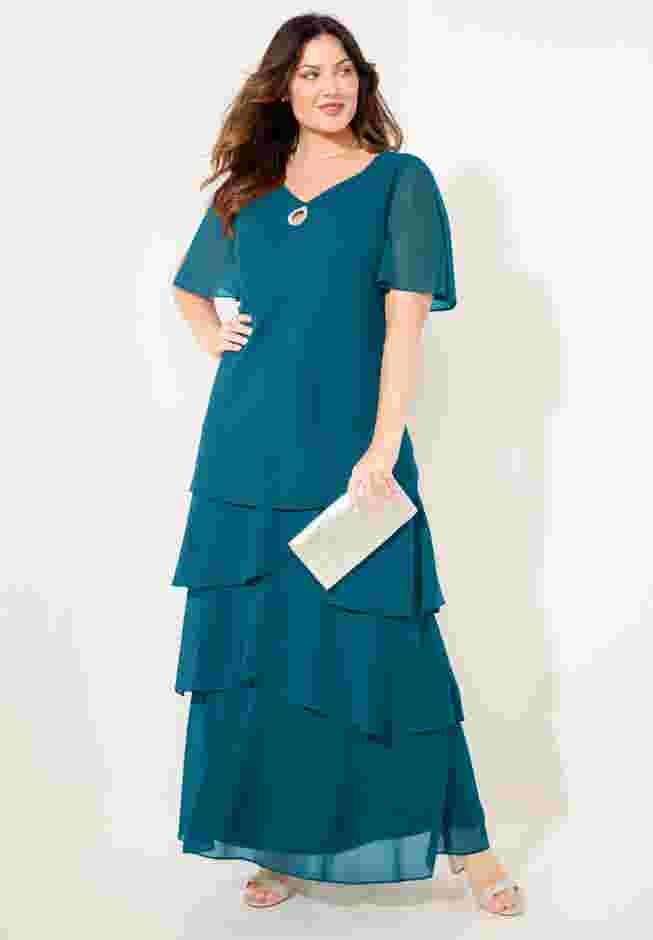 Tiered Chiffon Maxi Dress image number 0