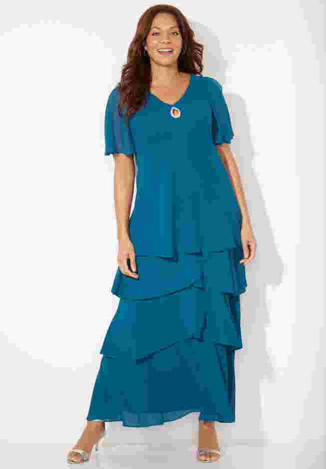 Tiered Chiffon Maxi Dress image number 0