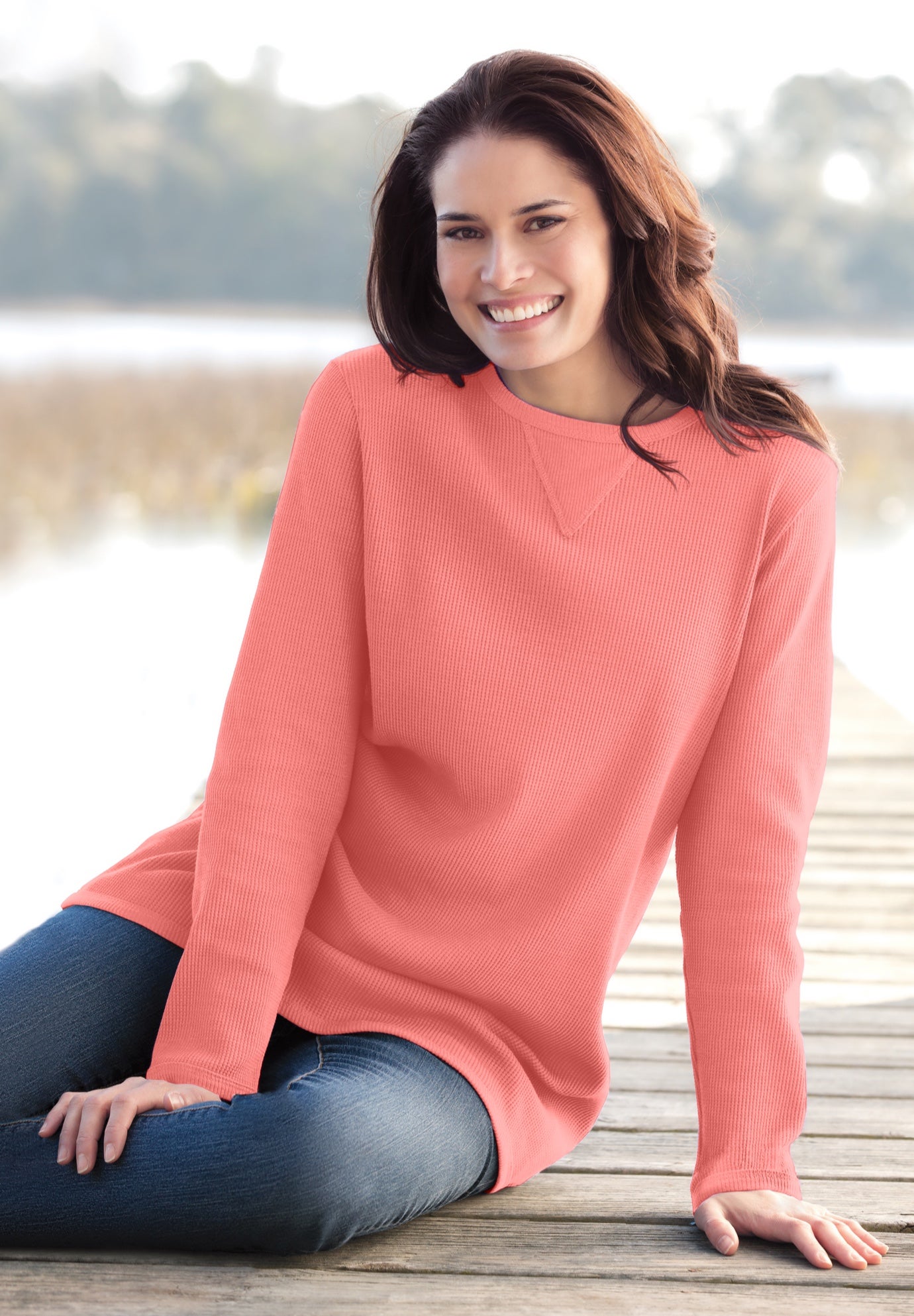 Ultra Soft Waffle Thermal Sweatshirt image number 0