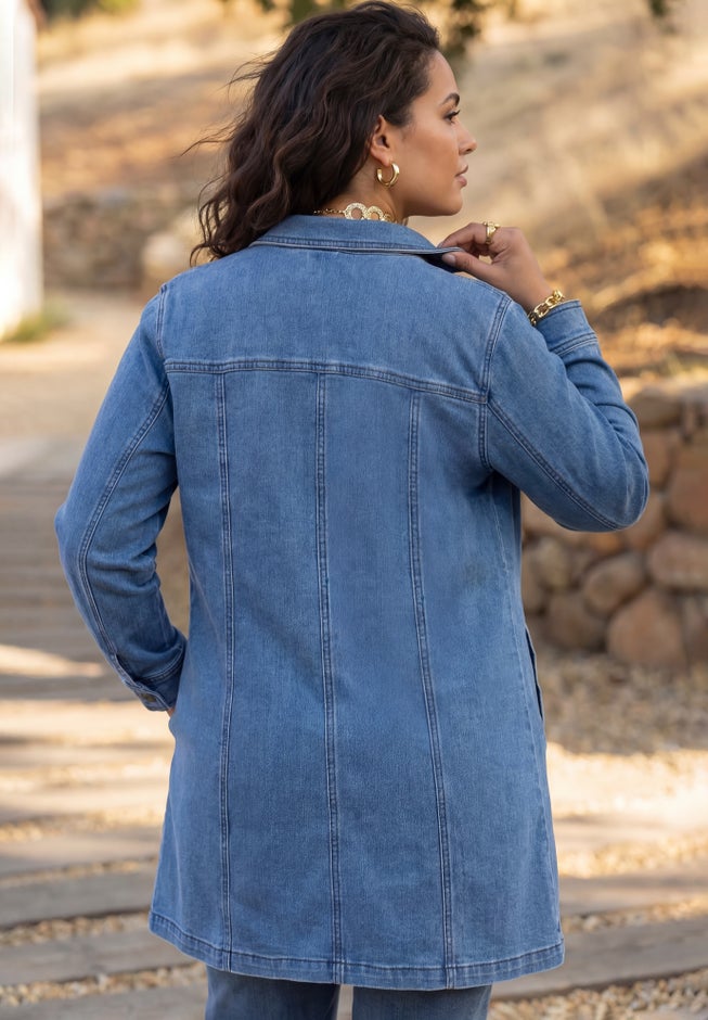 Right Fit&trade; Stretch Denim Long-Length Jacket image number 1