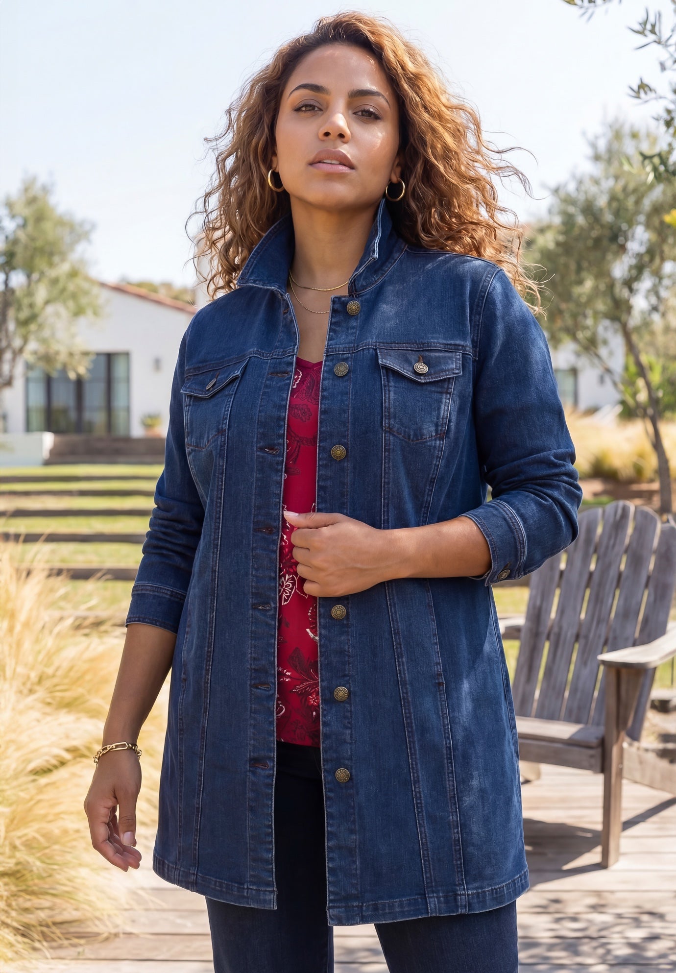 Right Fit&trade; Stretch Denim Long-Length Jacket image number 0