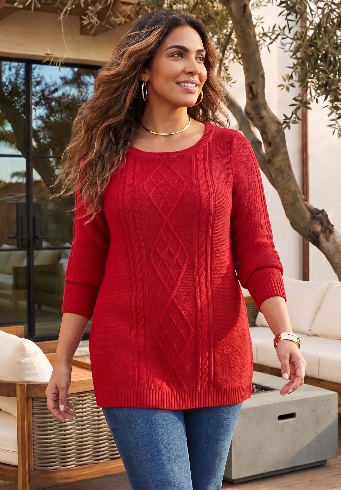 Cashmiracle&trade; Cable Sweater image number 0