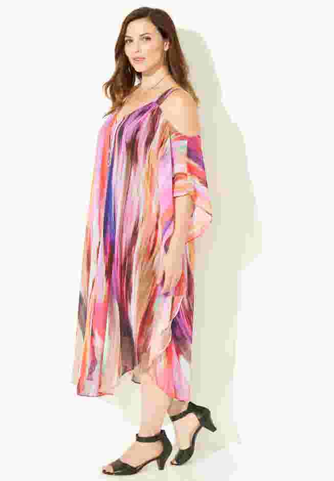 Open-Shoulder Chiffon Dress image number 2