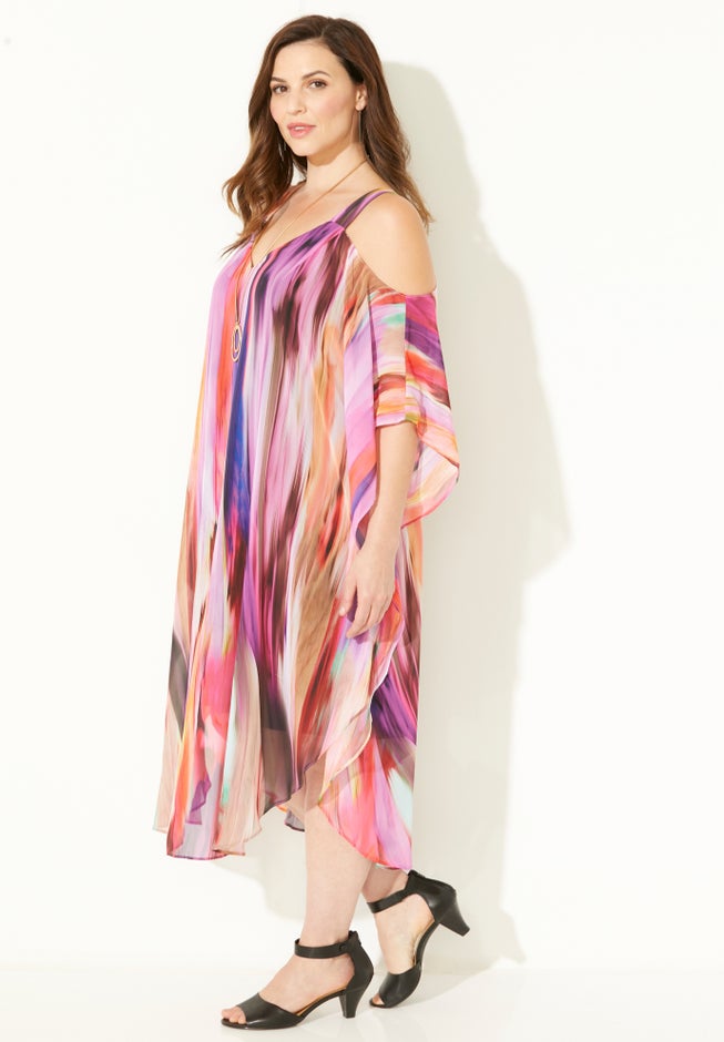 Open-Shoulder Chiffon Dress image number 2