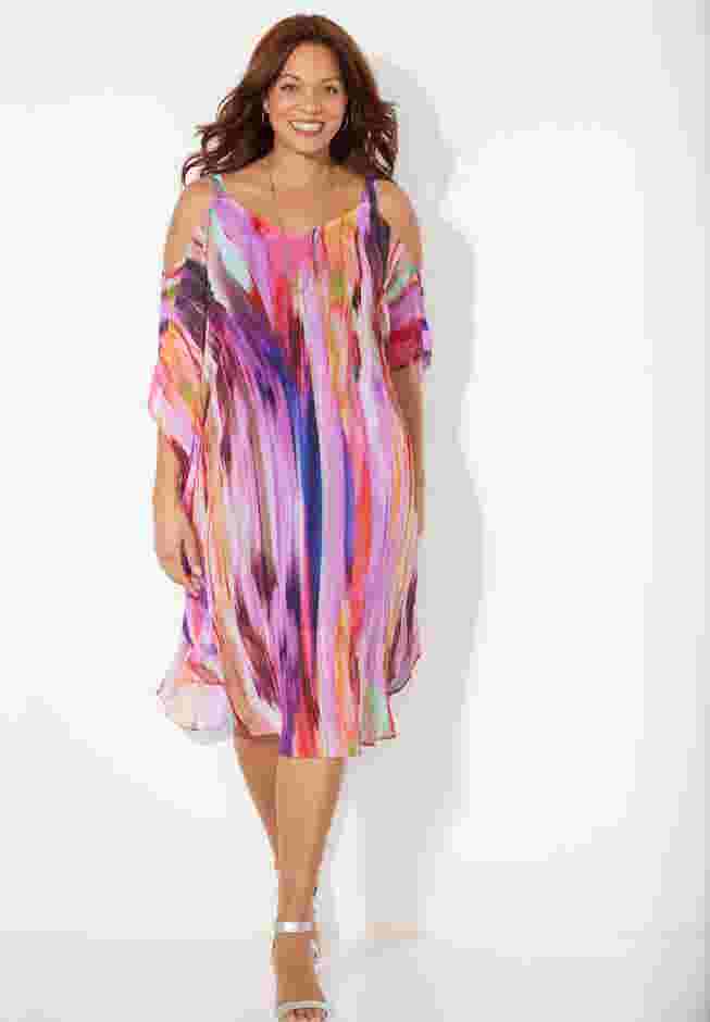 Open-Shoulder Chiffon Dress image number 0