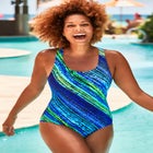 Chlorine Resistant Crossback One Piece Swimsuit image number null