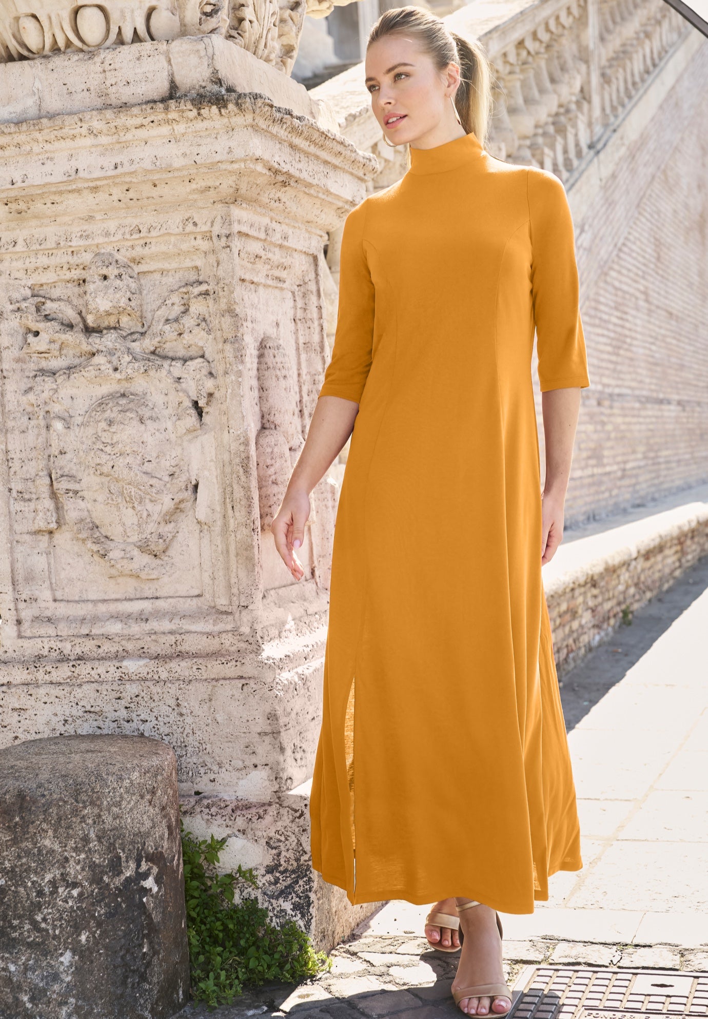 Mockneck Slit Maxi Dress image number 0