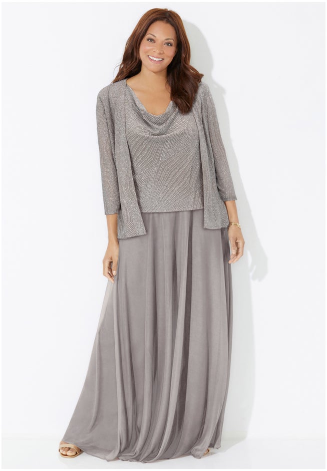 Catherines Glimmer Jacket Dress - 20 W, Champagne Catherines Glimmer Jacket Dress - 20 W, Champagne