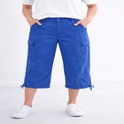Mid-Rise Stretch Cotton Cargo Capris image number null
