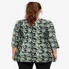 Stretch Knit V-neck 3/4 Sleeve Knot Front Tunic image number null