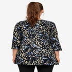 Stretch Knit V-neck 3/4 Sleeve Knot Front Tunic image number null