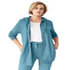 French Terry Long Zip Front Hoodie image number null