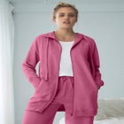 French Terry Long Sleeve Zip-Front Tunic Hoodie image number null