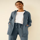 French Terry Long Sleeve Zip-Front Tunic Hoodie image number null