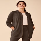 French Terry Long Sleeve Zip-Front Tunic Hoodie image number null