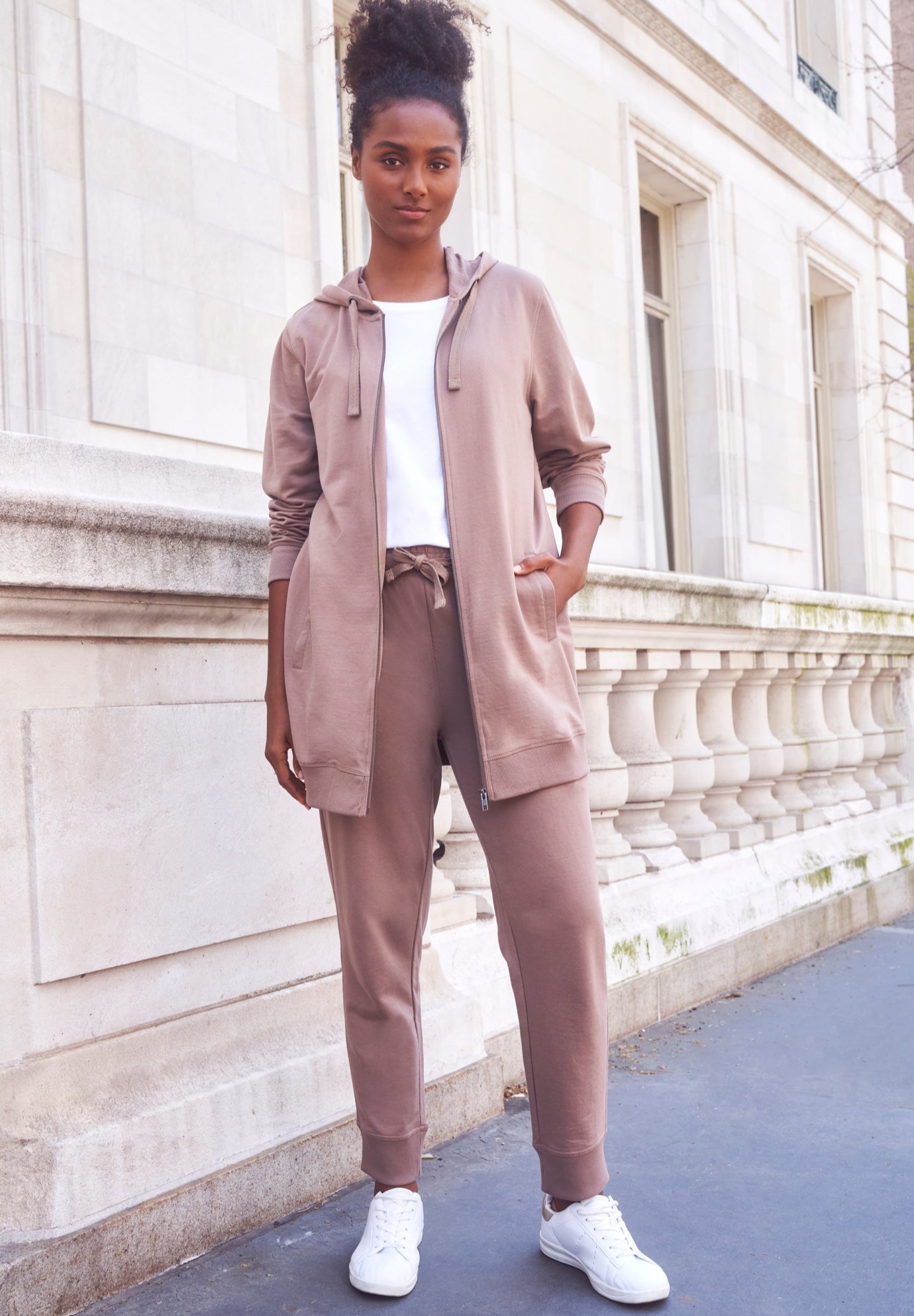 French Terry Long Zip Front Hoodie image number 0