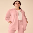 French Terry Long Sleeve Zip-Front Tunic Hoodie image number null