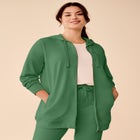 French Terry Long Sleeve Zip-Front Tunic Hoodie image number null