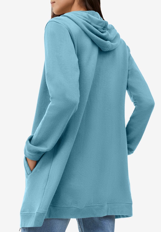 French Terry Long Zip Front Hoodie image number 1