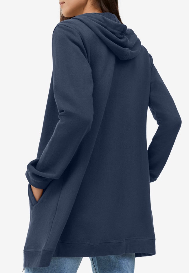 French Terry Long Zip Front Hoodie image number 1