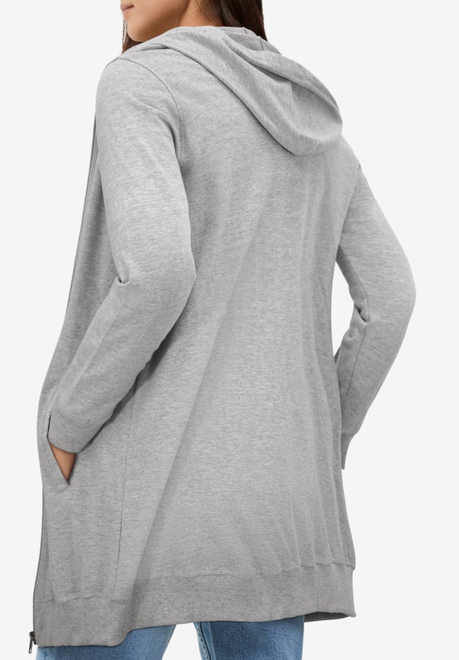 Ellos Studio French Terry Long Sleeve Zip-Front Tunic Hoodie image number 1
