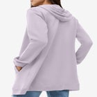 French Terry Long Sleeve Zip-Front Tunic Hoodie image number null