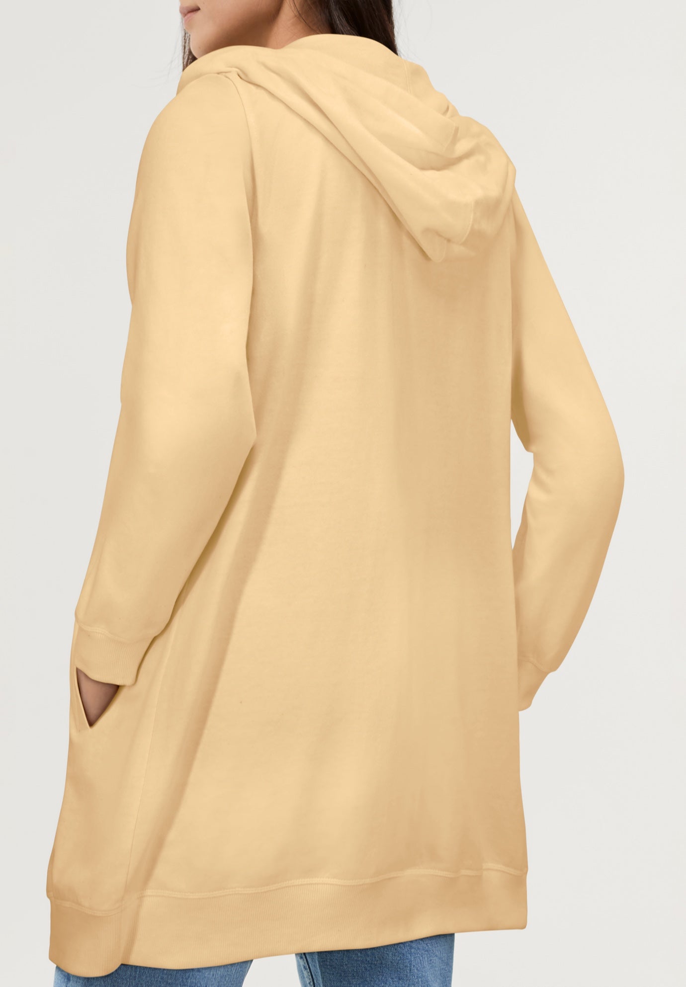 French Terry Long Zip Front Hoodie image number 1