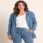 French Terry Long Sleeve Zip-Front Tunic Hoodie image number null
