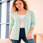 V-Neck Button-Front 100% Cotton Boyfriend Cardigan image number null