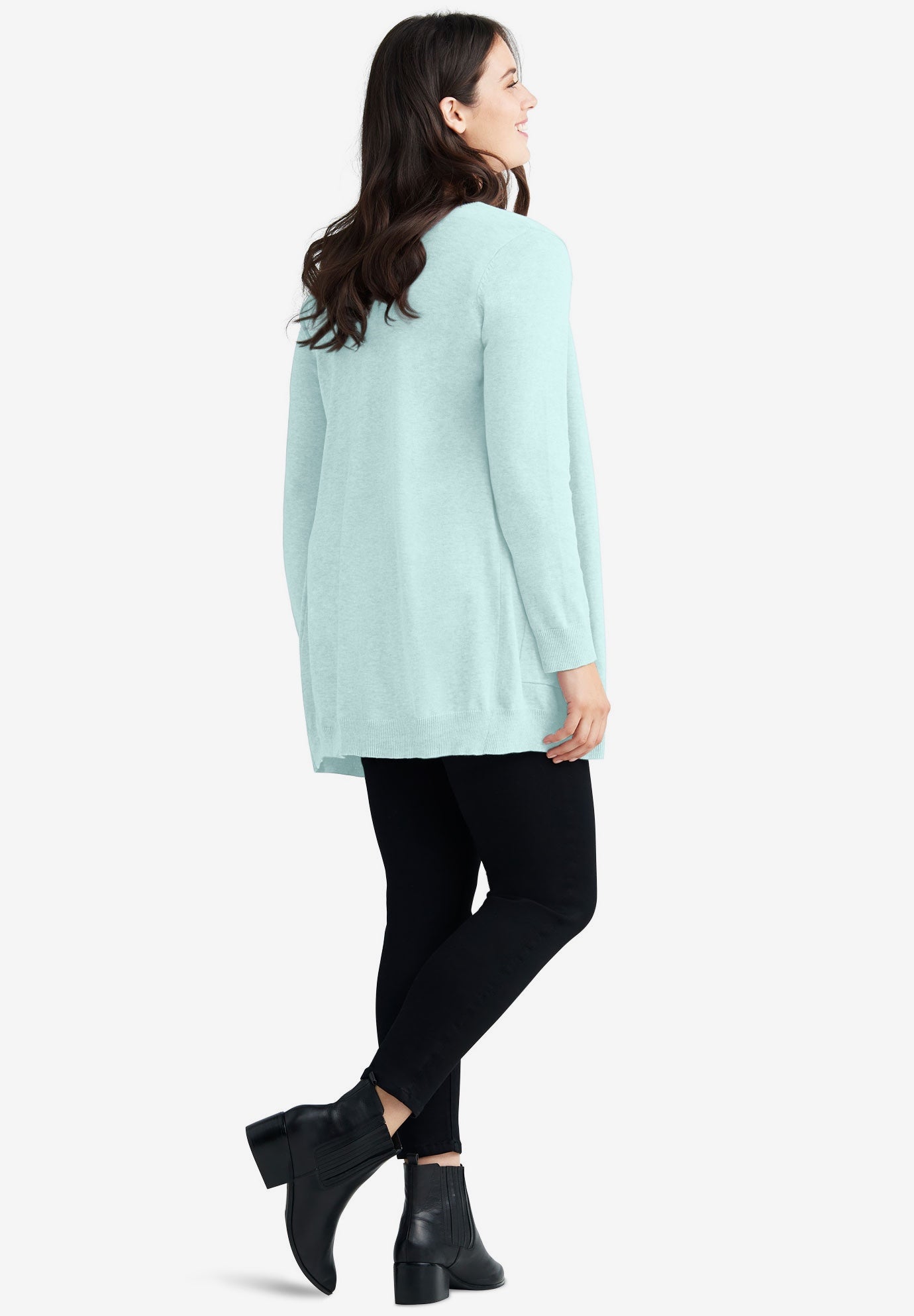 V-Neck Button-Front 100% Cotton Boyfriend Cardigan image number 1