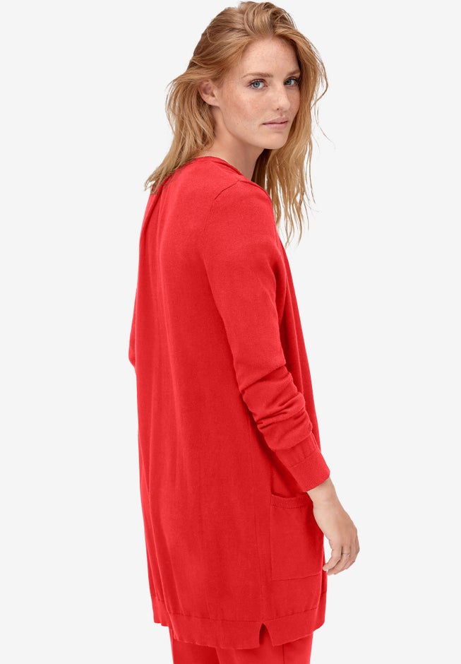 V-Neck Button-Front 100% Cotton Boyfriend Cardigan image number 1