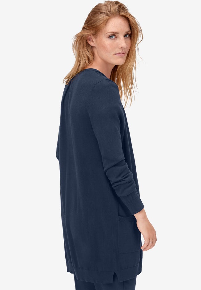 V-Neck Button-Front 100% Cotton Boyfriend Cardigan image number 1